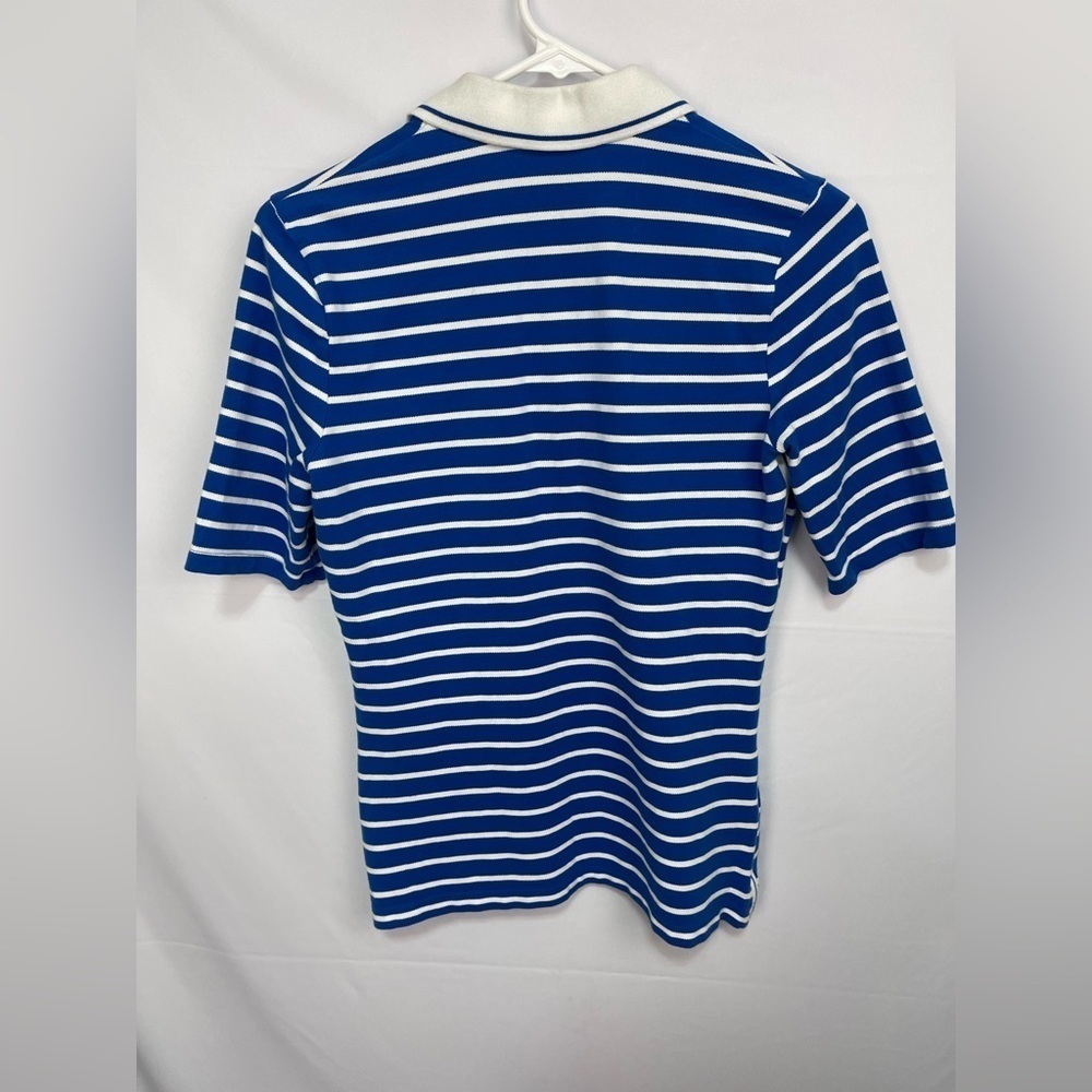 Tommy Hilfiger polo shirt open V-neck white and blue stripes women’s size S - Picture 9 of 17